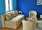 Мягкая мебель в синей гостиной