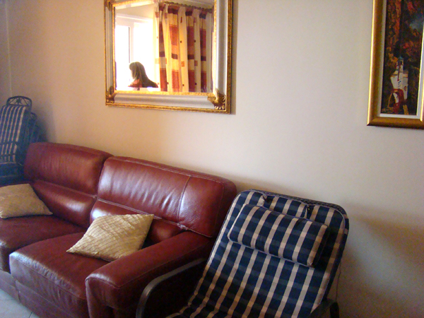 Кожаный диван в апартаменте "Филипп"